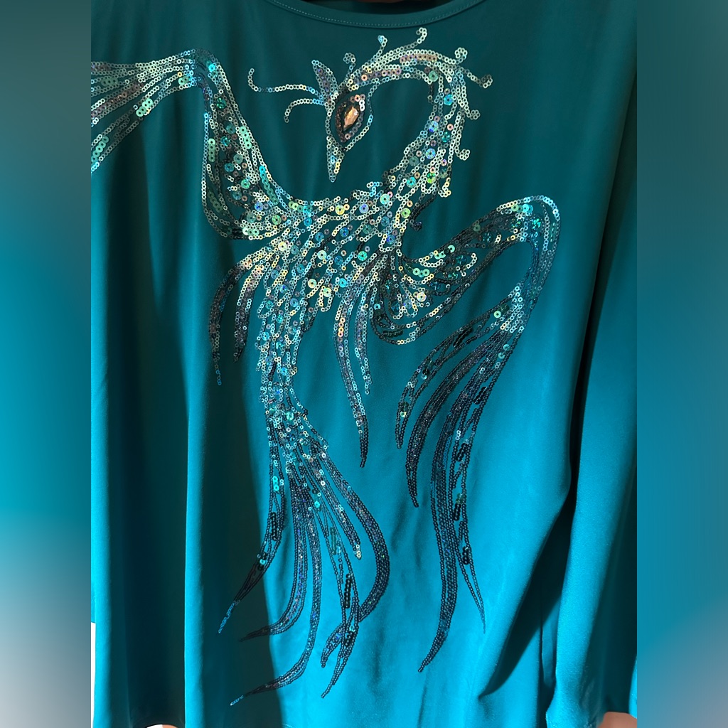 Bob Mackie Wearable Art Size Small Blue Sequins Rhinestones Metallic Shiny